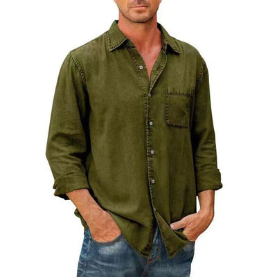 Men’s Casual Shirt – Relaxed Fit – Button-Down Front – Natural Fibers – Chest Pocket