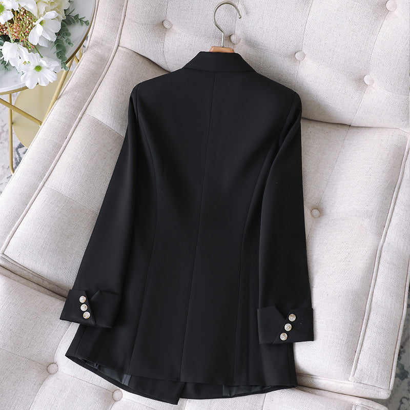 Womens double-breasted long-sleeve office blazer