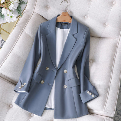 Women's Double-Breasted Blazer - Tailored Fit - Notched Lapels - Formal Office Wear
