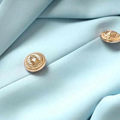Women's Blazer and Skirt Set - Tailored Fit - Double-Breasted Jacket - Belted Short Skirt