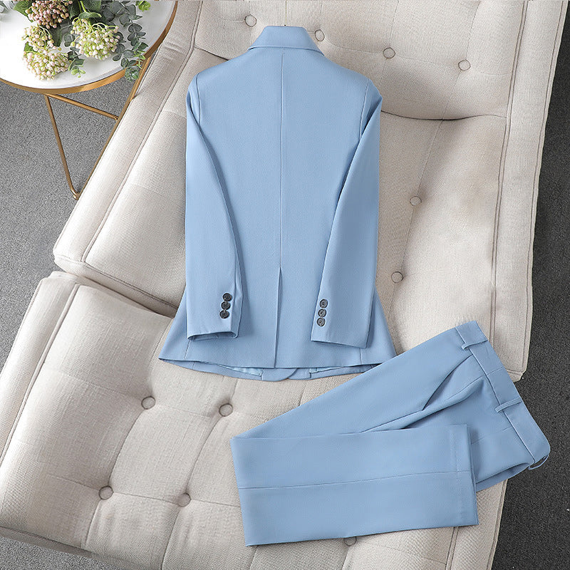 Women's Tailored Trouser Suit - Single-Breasted Blazer & Straight-Leg Trousers - Formal Fit