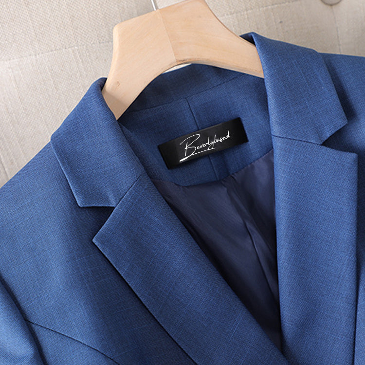 Women's Tailored Suit Set - Double-Breasted Blazer & Slim Fit Trousers - Formal Wear