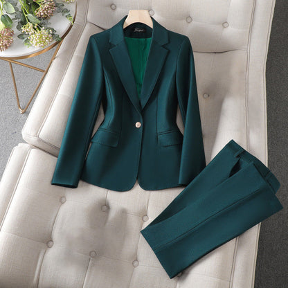 Women's single-button blazer and matching pants executive set