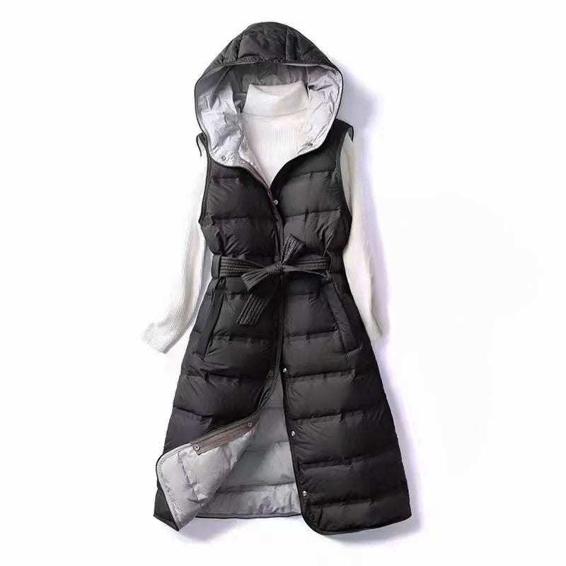 Women's lined vest with hood