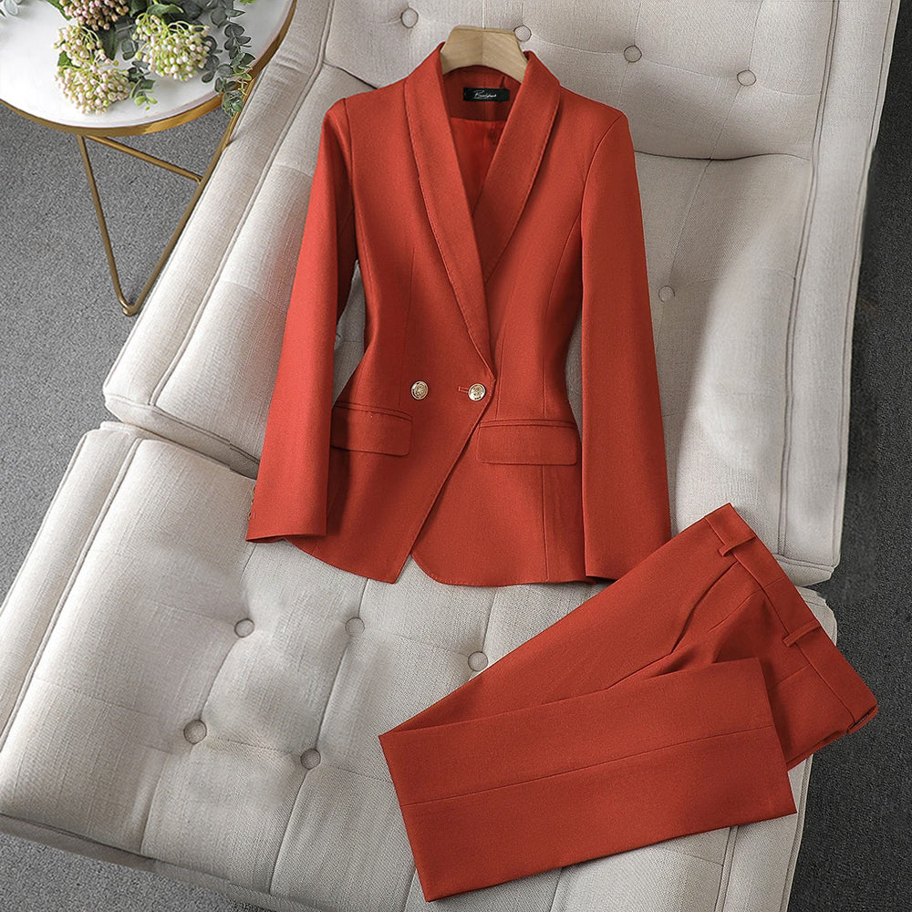 Womens Long-Sleeve Professional Suit and Pants Set
