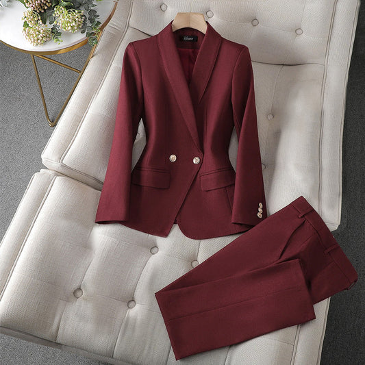 Womens Long-Sleeve Professional Suit and Pants Set