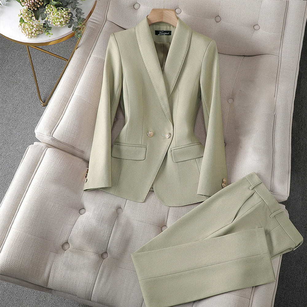 Womens Long-Sleeve Professional Suit and Pants Set