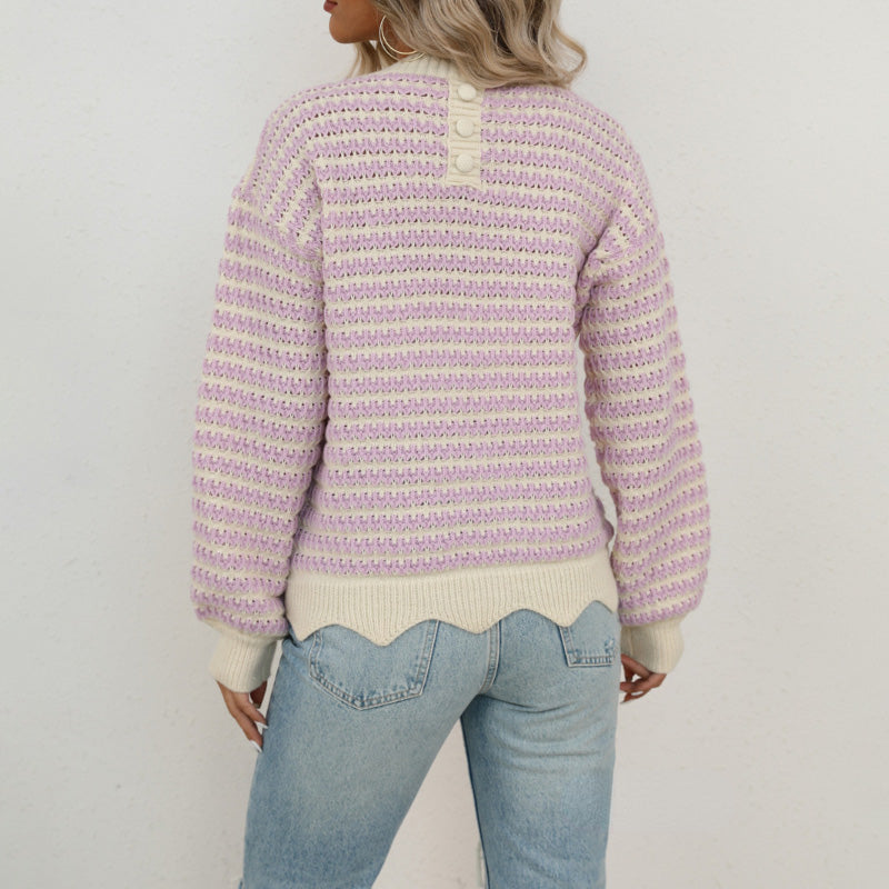 Women's striped round-neck sweater