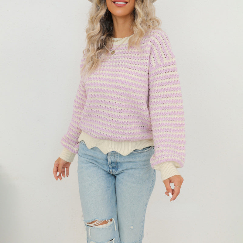 Women's striped round-neck sweater