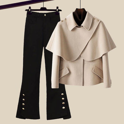 Women's retro blazer bootcut jeans two piece set