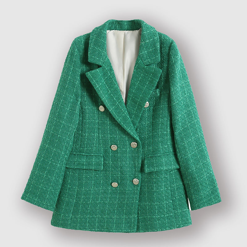 Women's formal coat textured double-breasted blazer