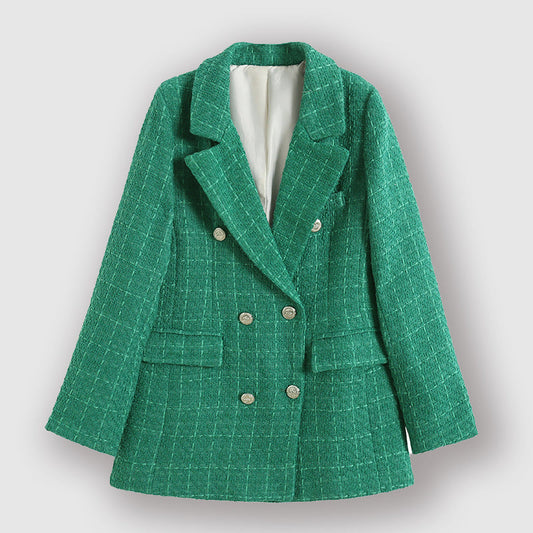 Women's formal coat textured double-breasted blazer