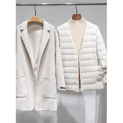 Women's white duck Down ultra-light packable blazer duo set