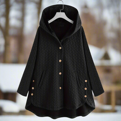 Women’s Padded Jacket – Oversized Fit – Quilted Texture – Hooded – Asymmetrical Hem