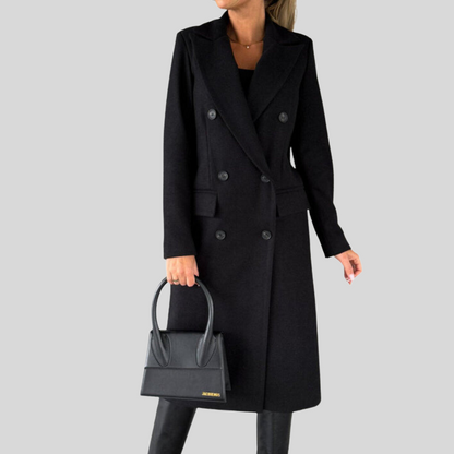 Women's warm long sleeves with lapel coat