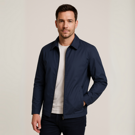 Men’s Lightweight Jacket – Tailored Fit – Breathable Fabric – Zip Front – Shirt Collar