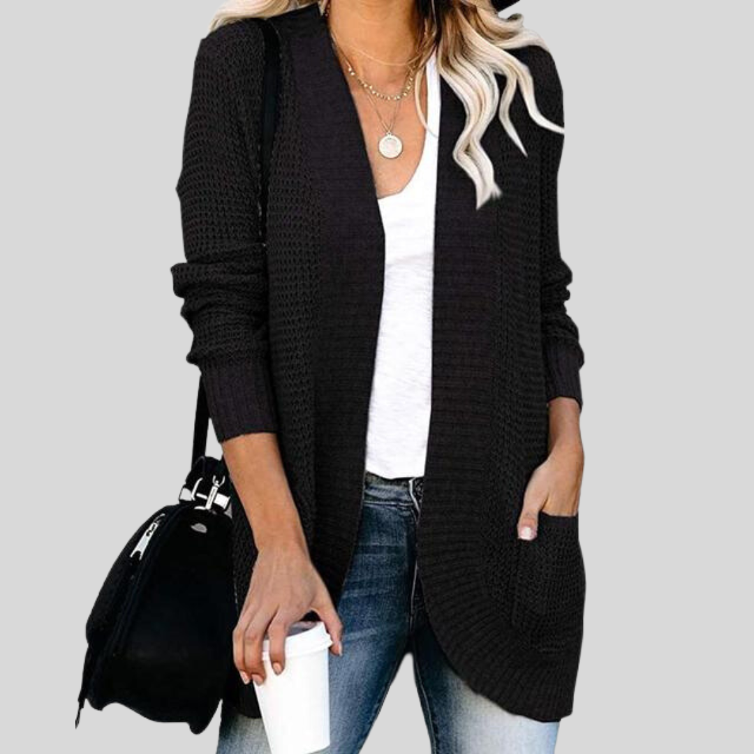 Women's cozy knit cardigan sweater handy pockets