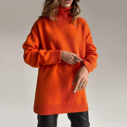 Women's high-neck sweater with long sleeves