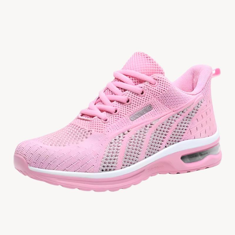 Women's Athletic Sneakers - Breathable Mesh - Air Cushion Support - Lace-Up Casual Wear