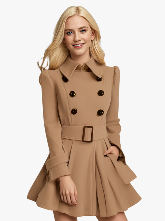 Double breasted women's coat with belt