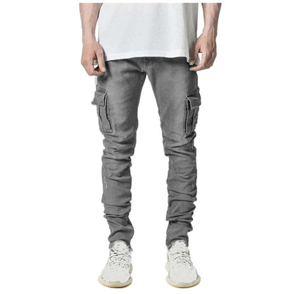 Men's stacked jeans with pocket detail