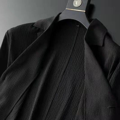 Men’s Casual Suit – Tailored Fit Blazer & Jogger Trousers – Textured Fabric – 3-Button Closure