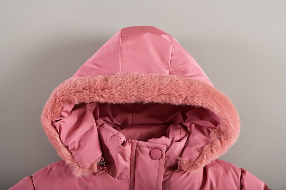 Baby girl winter coat with hood and long sleeves