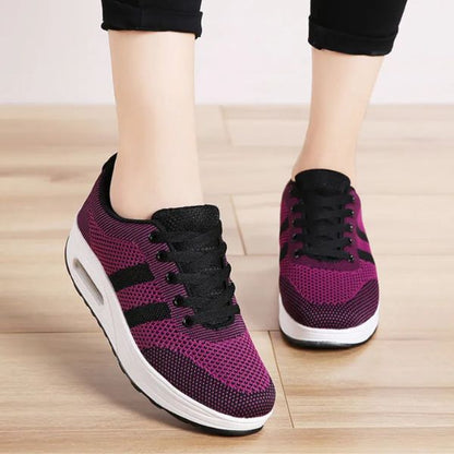 Women's Athletic Sneakers - Breathable Mesh - Cushioned Rubber Sole - Lace-Up Comfort