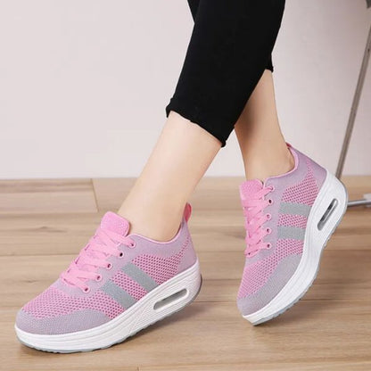 Women's Athletic Sneakers - Breathable Mesh - Cushioned Rubber Sole - Lace-Up Comfort