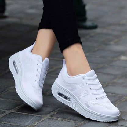 Women's Athletic Sneakers - Breathable Mesh - Cushioned Rubber Sole - Lace-Up Comfort