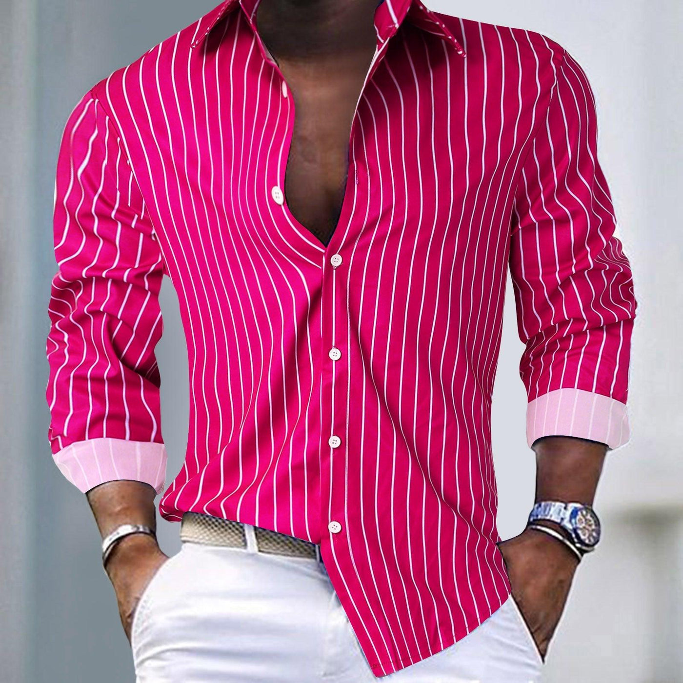 Men's Long Sleeve Casual Button-Up Shirt