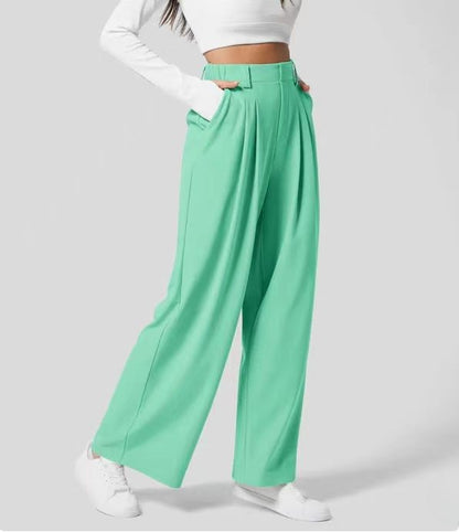 Women’s Wide-Leg Trousers – High Waist – Tailored Fit – Soft Drapey Fabric – Full Length