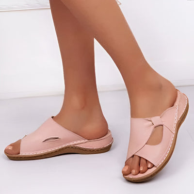 Women’s Wedge Sandals – Slip-On Open Toe – Cut-Out Design – Cushioned Insole