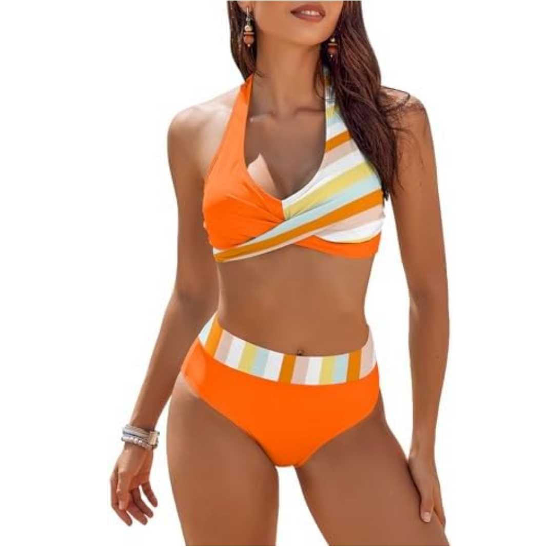 Women’s Bikini Set – Push-Up Halter Top – High Waist Bottom – Breathable Quick-Dry Fit