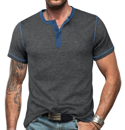 Men’s Henley Shirt – Slim Fit – Cotton – Short Sleeve Casual Style