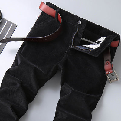 Men’s Corduroy Trousers – Tailored Fit – Straight Leg – Full Length – Button Waist