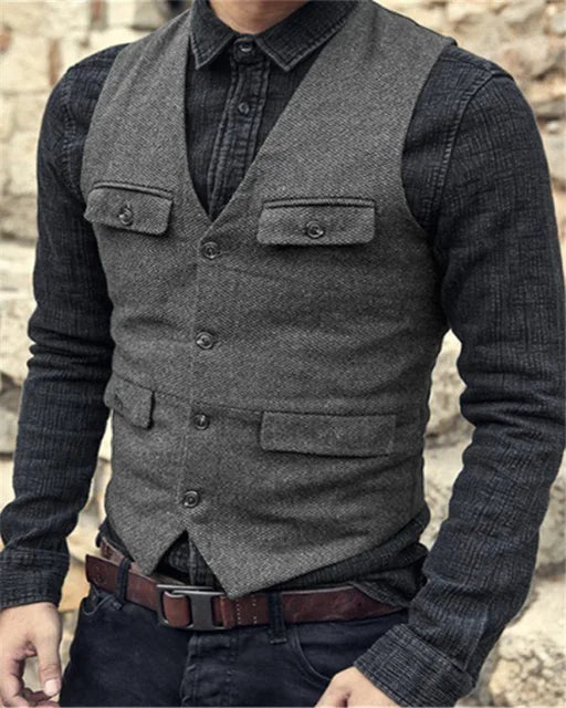 Men's vintage gilet single-breasted jacket vest