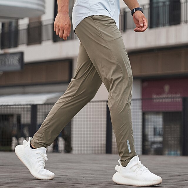Men’s Jogger Trousers - Tapered Fit - Lightweight Stretch - Elastic Waist - Zipped Pockets