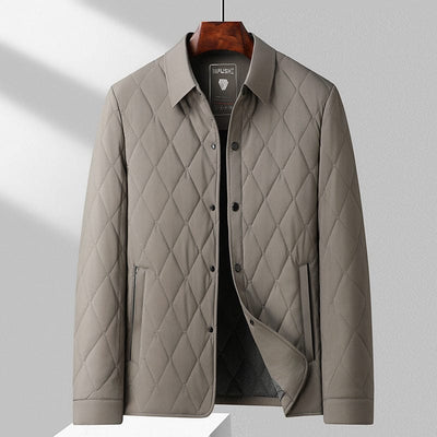 Men’s Quilted Jacket – Diamond Pattern – Regular Fit – Insulated Hip Length Outerwear