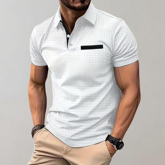 Men’s Polo Shirt – Slim Fit – Soft Knit – Contrast Trim – Subtle Textured Design