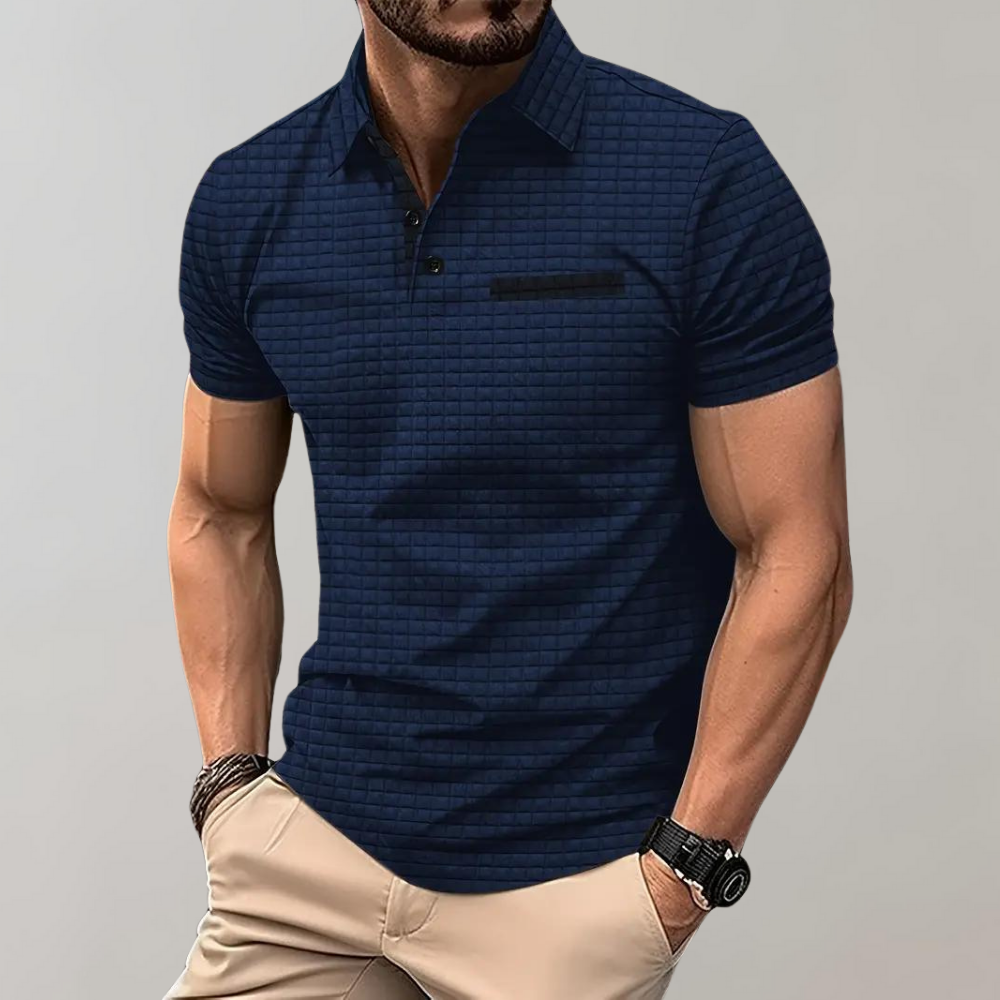 Men’s Polo Shirt – Slim Fit – Soft Knit – Contrast Trim – Subtle Textured Design