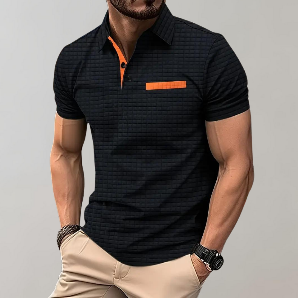 Men’s Polo Shirt – Slim Fit – Soft Knit – Contrast Trim – Subtle Textured Design