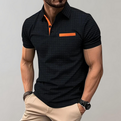 Men’s Polo Shirt – Slim Fit – Soft Knit – Contrast Trim – Subtle Textured Design