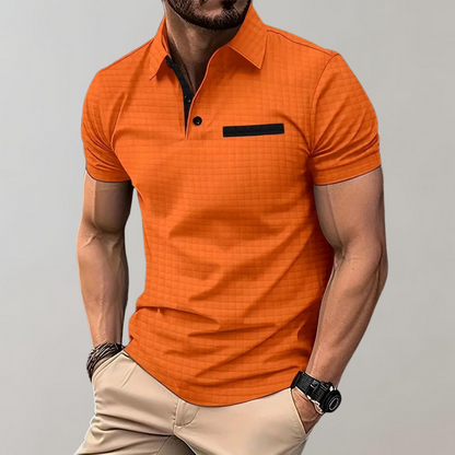 Men’s Polo Shirt – Slim Fit – Soft Knit – Contrast Trim – Subtle Textured Design