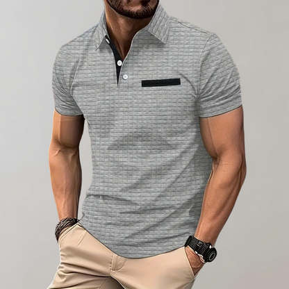 Men’s Polo Shirt – Slim Fit – Soft Knit – Contrast Trim – Subtle Textured Design