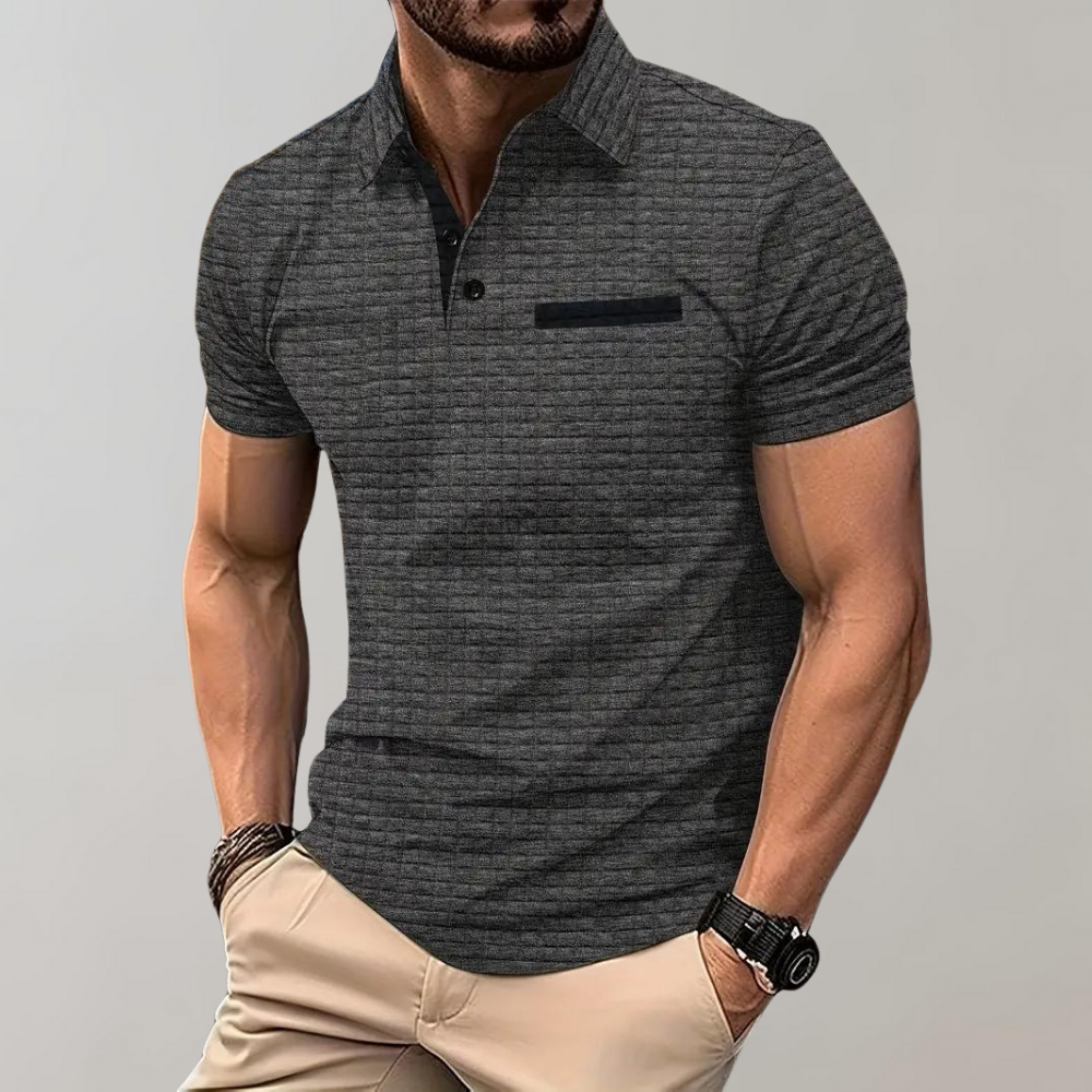 Men’s Polo Shirt – Slim Fit – Soft Knit – Contrast Trim – Subtle Textured Design