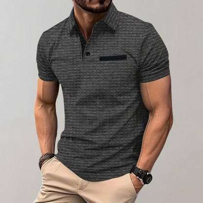 Men’s Polo Shirt – Slim Fit – Soft Knit – Contrast Trim – Subtle Textured Design