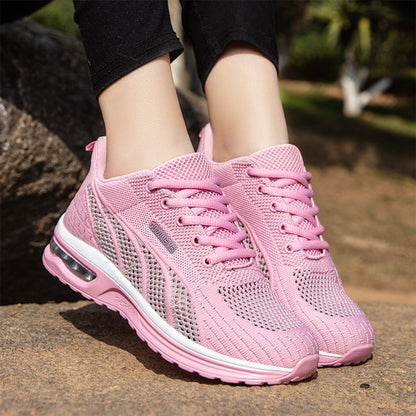 Women’s Sneakers - Breathable Mesh - Lace-Up - Cushioned Sole - Air Cushion Support