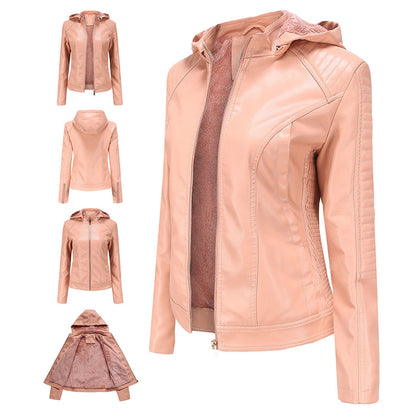 Jacket with detachable hood for women