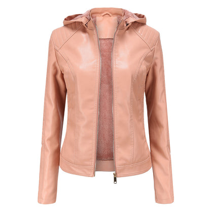 Jacket with detachable hood for women